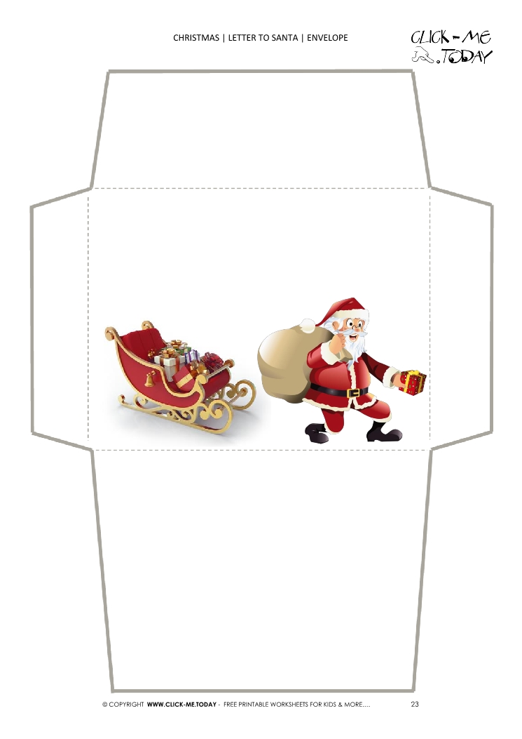Funny envelope to Santa template sleigh and Santa running 23